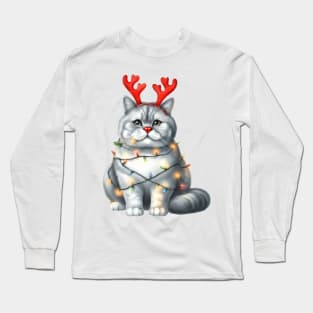 Christmas Red Nose Chartreux Cat Long Sleeve T-Shirt
